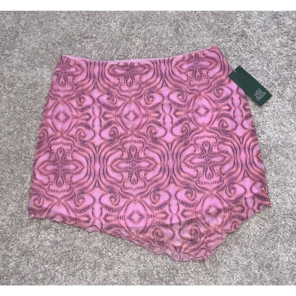 Wild Fable Womens‎ Pink Geo Dot Mini Mesh Sheer Asymetrical Skirt Size S